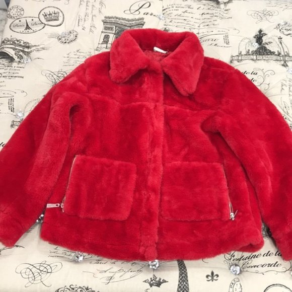 Jou Jou Faux-Fur Front Zipper Pockets Jacket - Picture 2 of 8